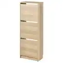Bild 1 von BISSA Schuhschrank 3 Fächer, Eichenachbildung, 49x28x135 cm