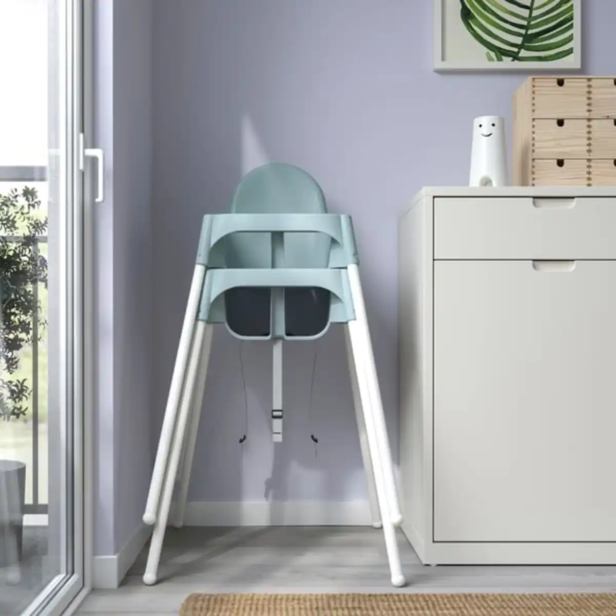 Bild 4 von ANTILOP Kinderstuhl mit Sitzgurt, graublau/weiß