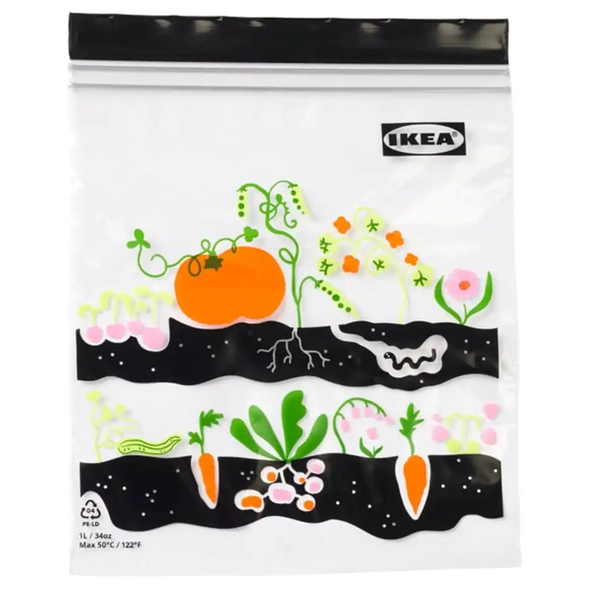 Bild 1 von ISTAD Beutel, wiederverschließbar, Obst/Gemüse schwarz, 1 l