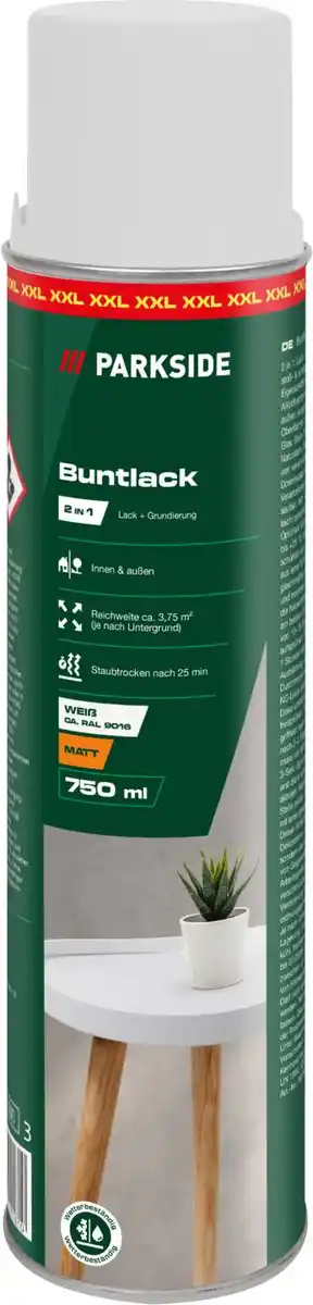 Bild 1 von PARKSIDE® Buntlack »weiß seidenmatt«, 750-ml-Dose