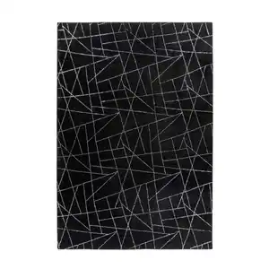 Kayoom Flachwebeteppich Bijou 125 Schwarz / Silber, Schwarz, Silber, Textil, Abstraktes, rechteckig, 80x150 cm, pflegeleicht, Teppiche & Böden, Teppiche, Webteppiche