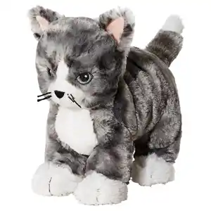LILLEPLUTT Stofftier, Katze grau/weiß