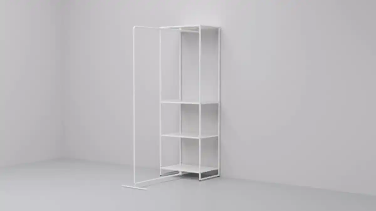 Bild 2 von JOSTEIN Regal mit Wäschehalter, drinnen/draußen/Draht weiß, 81x53/117x180 cm