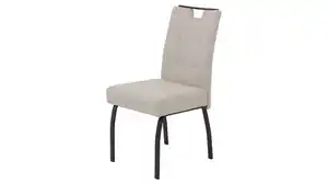Polsterstuhl beige Metallgestell Microfaser Webstoff - LAILA