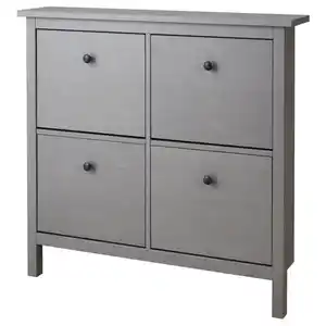 HEMNES Schuhschrank 4 Fächer, grau lasiert, 107x22x101 cm