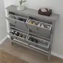 Bild 3 von HEMNES Schuhschrank 4 Fächer, grau lasiert, 107x22x101 cm