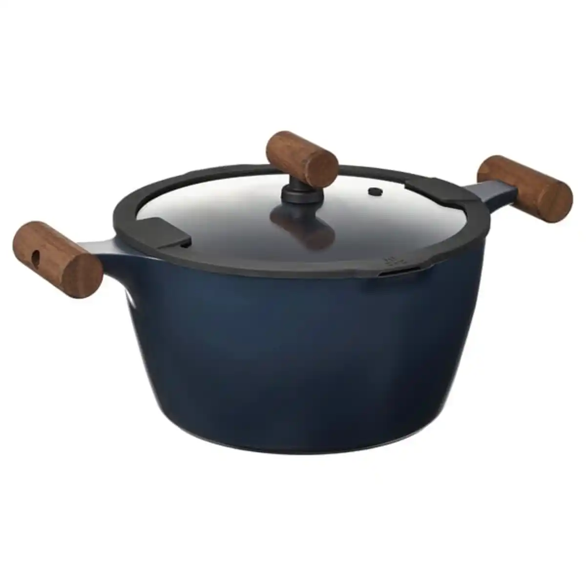 Bild 1 von KLIPPFISK Topf mit Deckel, Antihaftbeschichtung Glas/Holz schwarzblau, 5 l