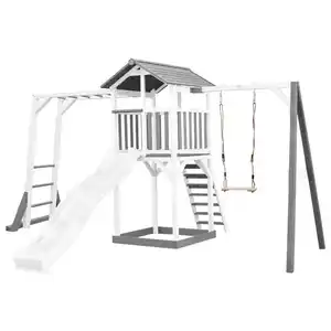 Spielturm, Grau, Weiß, Holz, Kunststoff, 446x241.9x349 cm, EN 71, CE, FSC 100%, Outdoor Spielzeug, Spieltürme