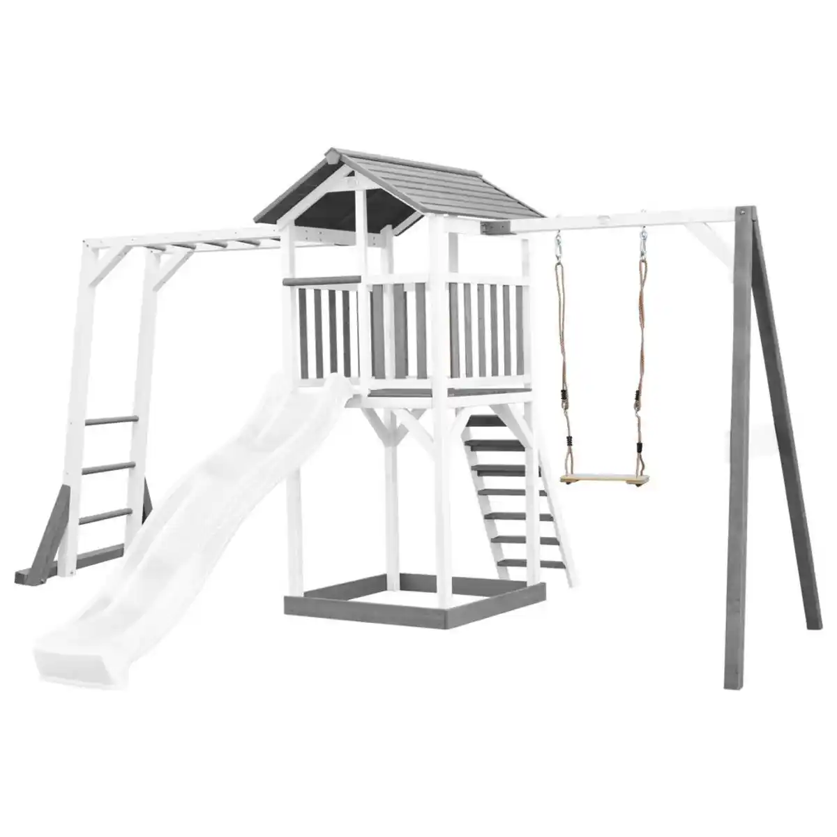 Bild 1 von Spielturm, Grau, Weiß, Holz, Kunststoff, 446x241.9x349 cm, EN 71, CE, FSC 100%, Outdoor Spielzeug, Spieltürme