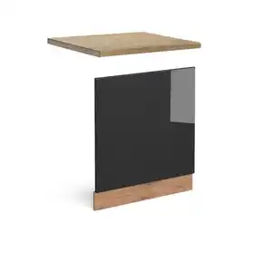 Vicco Frontblende, Schwarz Hochglanz, Honigeiche, Holzwerkstoff, Rechteckig, 60x57.2x60 cm, Küchen, Küchenmöbel, Küchenschränke, Küchenunterschränke