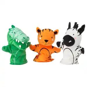 NATTHÄGER Handpuppen-Set, 3-tlg., Krokodil Zebra/Tiger bunt
