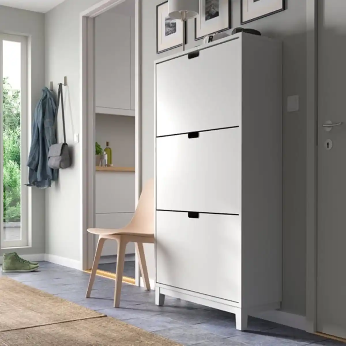 Bild 2 von STÄLL Schuhschrank 3 Fächer, weiß, 79x29x148 cm