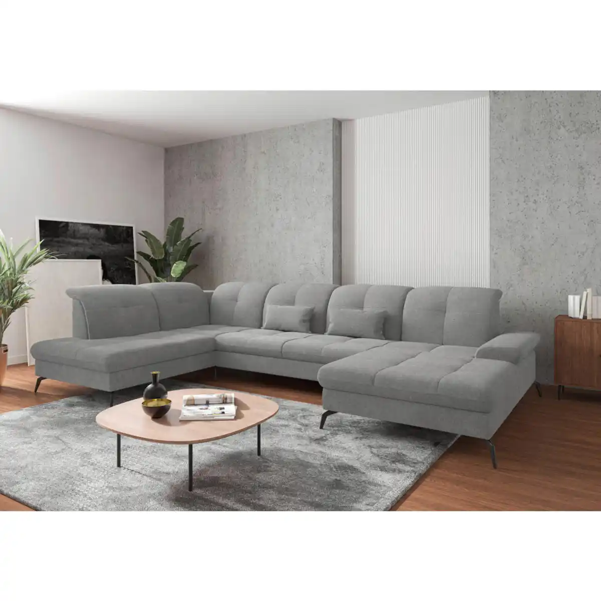 Bild 1 von Sit & More Wohnlandschaft, Hellgrau, Metall, 6,5-Sitzer, U-Form, Ottomane links, 357x231 cm, Goldenes M, Oeko-Tex® Standard 100, Made in Europe, DGM-Klimapakt, Schlafen auf Sitzhöhe, Rücken echt,