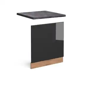 Vicco Frontblende, Schwarz Hochglanz, Honigeiche, Holzwerkstoff, Rechteckig, 60x57.2x60 cm, Küchen, Küchenmöbel, Küchenschränke, Küchenunterschränke