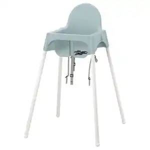 ANTILOP Kinderstuhl mit Sitzgurt, graublau/weiß