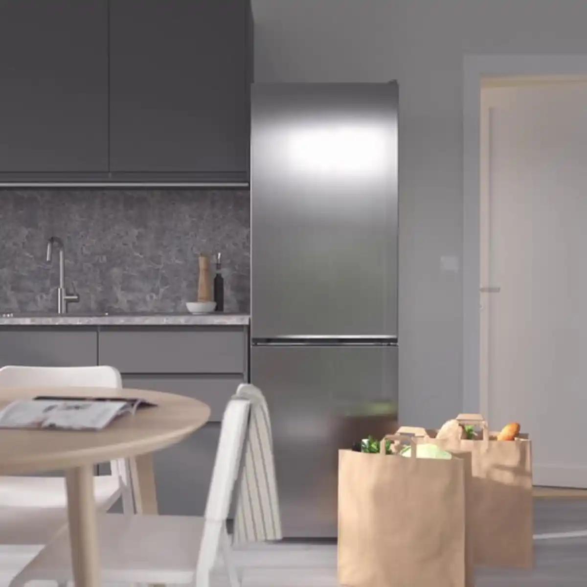 Bild 2 von ALINGSÅS Kühl-/Gefrierschrank, IKEA 500 frei stehend/Edelstahl, 210/106 l