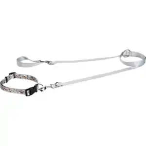 FIT+FUN Halsband+Leine Set hellgrau L