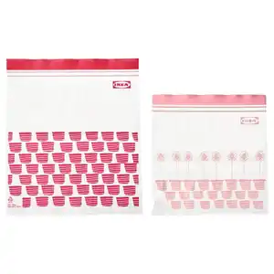 ISTAD Beutel, wiederverschließbar, gemustert rot/rosa, 2.5/1.2 l