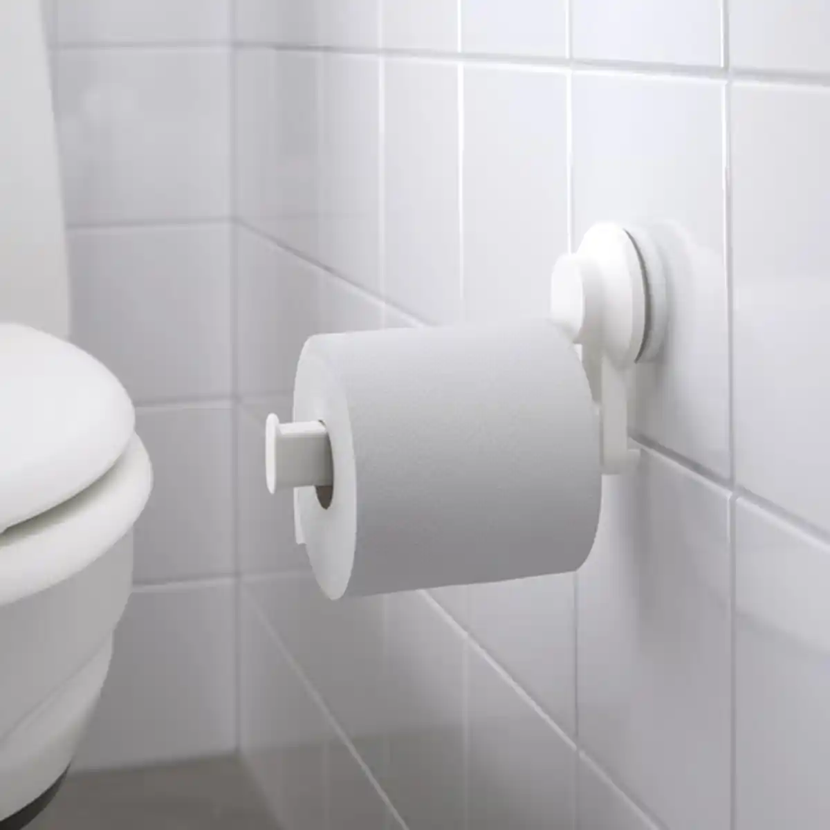 Bild 3 von TISKEN Toilettenpapierhalter mit Saugnapf, weiß