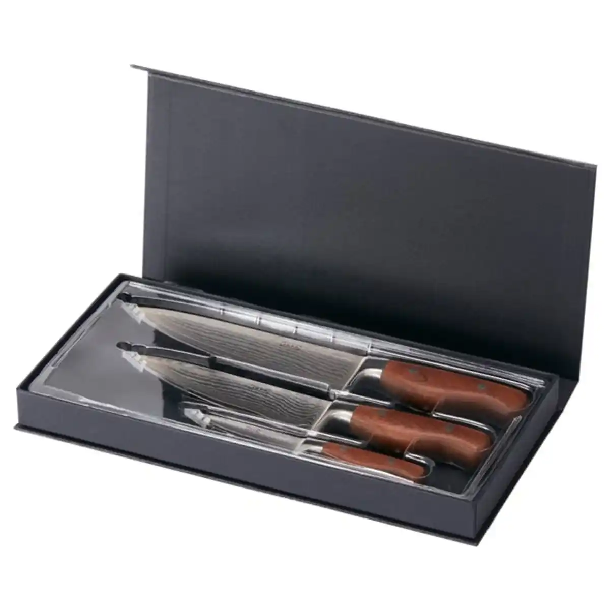 Bild 2 von BRILJERA Messer 3er-Set, Damaszener Stahl/Ahorn