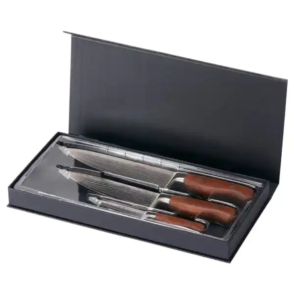 Bild 2 von BRILJERA Messer 3er-Set, Damaszener Stahl/Ahorn