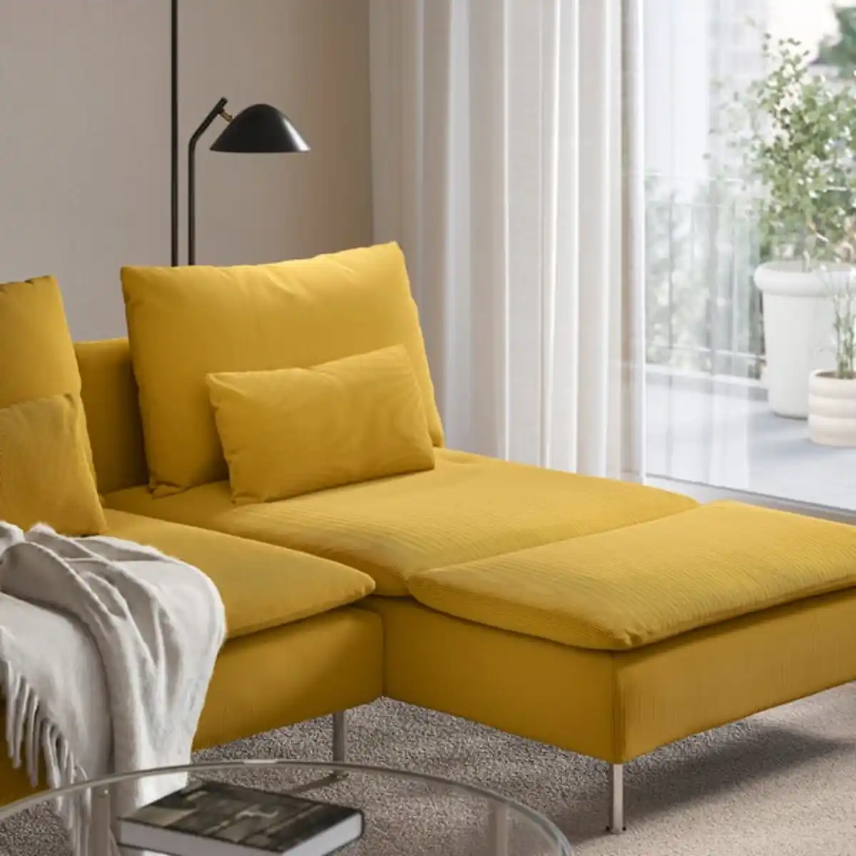 Bild 3 von SÖDERHAMN 2er-Sofa mit Récamiere, Kelinge dunkelgelb