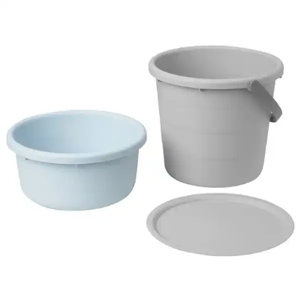 Bild 2 von PEPPRIG Eimer-Set mit Deckel 3-tlg., grau/blau
