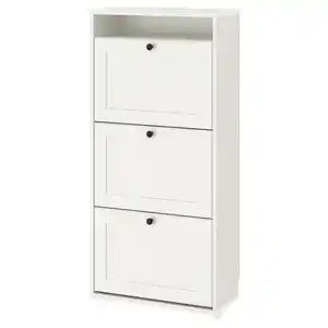 BRUSALI Schuhschrank 3 Fächer, weiß, 61x30x130 cm