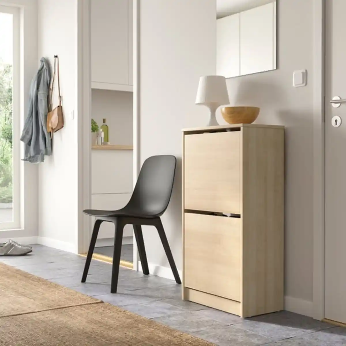 Bild 2 von BISSA Schuhschrank, 2fach, Eichenachbildung, 49x28x93 cm