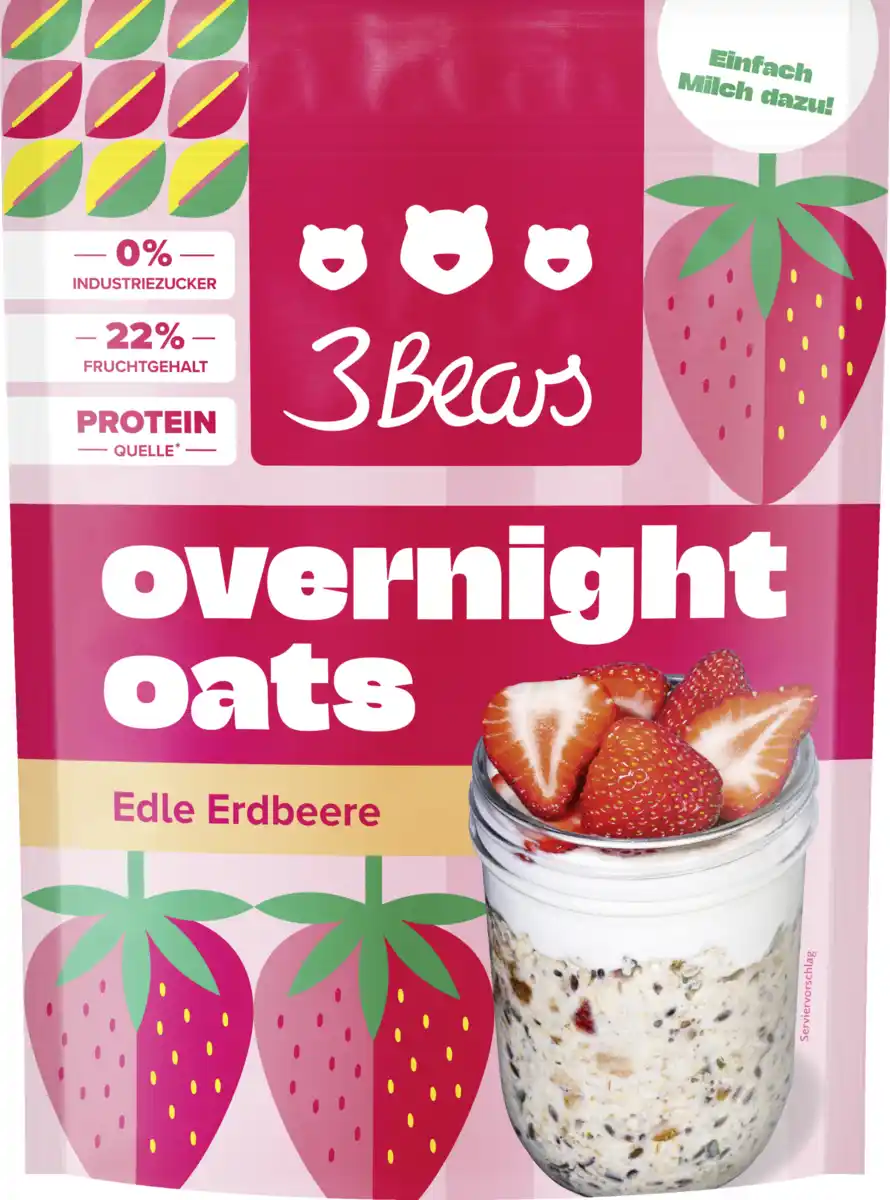 Bild 1 von 3Bears Overnight Oats Edle Erdbeere, 400 g