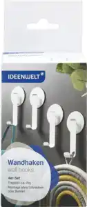 IDEENWELT 4er-Set Klebe-Wandhaken Weiß