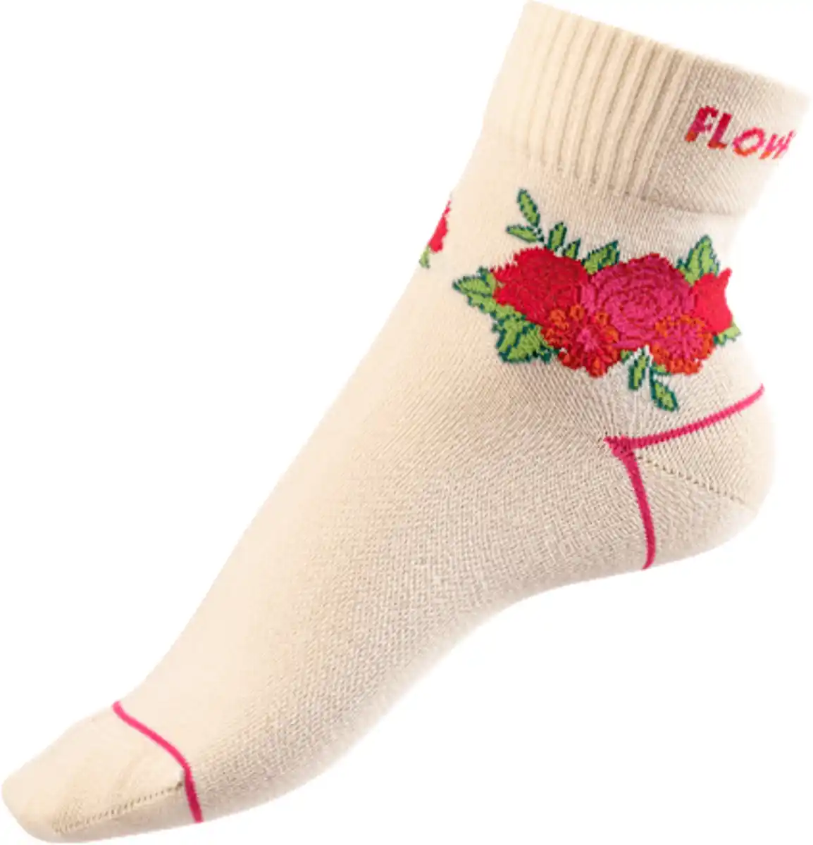 Bild 3 von Fascino Socken mit kurzem Schaft & Blumen-Motiv weiß Gr. 39-42, 1 St