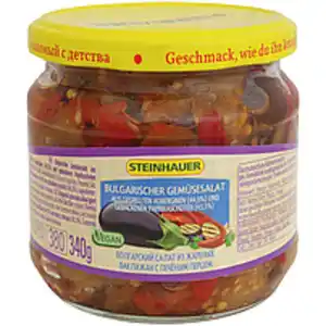 Bulgarischer Gemüsesalat aus gegrillten Auberginen (44,5%) u...