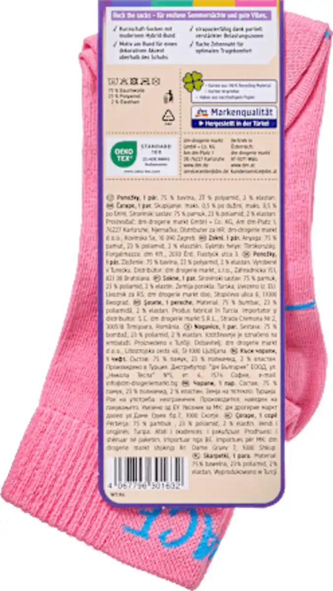Bild 2 von Fascino Socken mit kurzem Schaft & Peace-Motiv rosa Gr. 39-42, 1 St