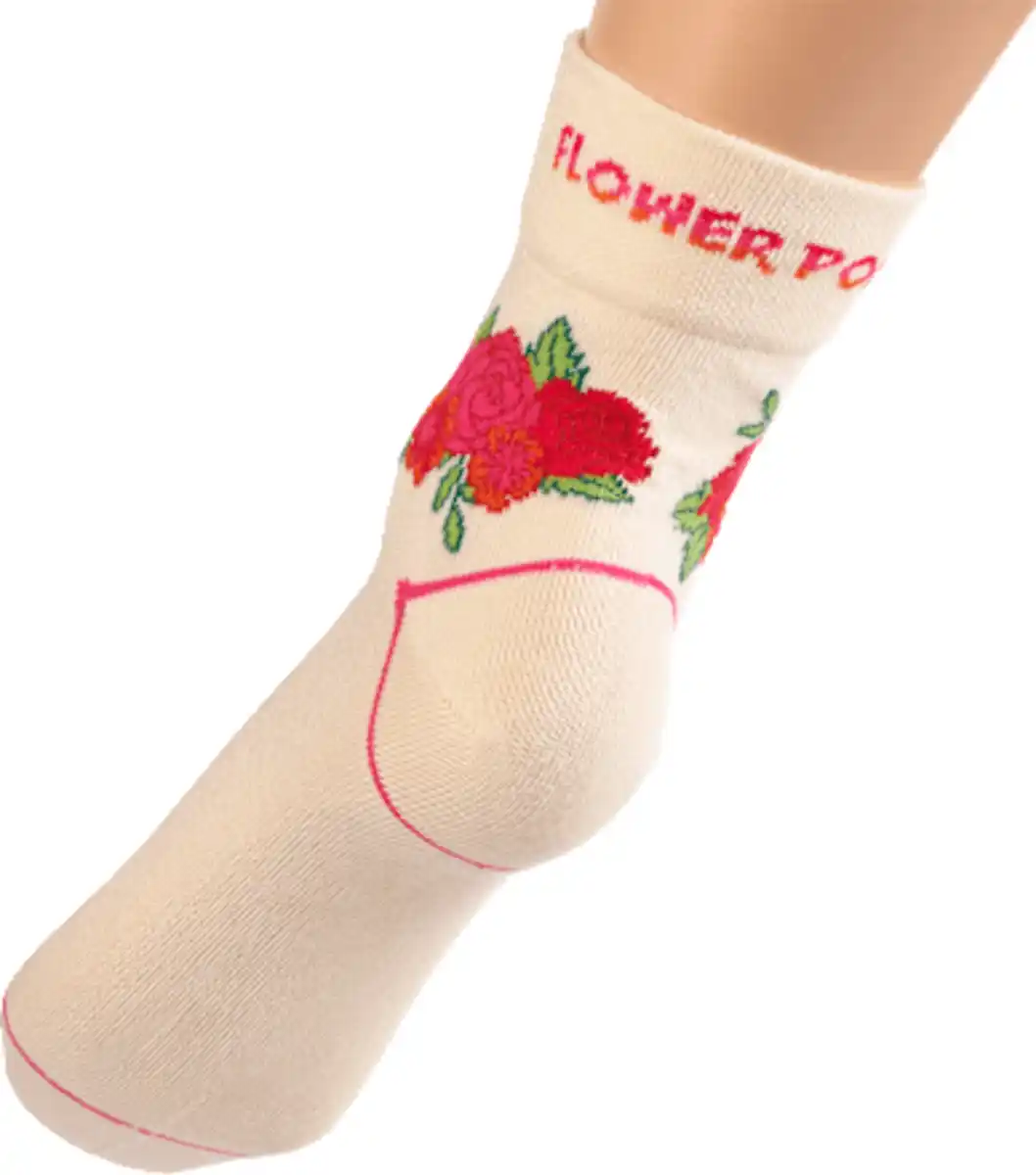 Bild 4 von Fascino Socken mit kurzem Schaft & Blumen-Motiv weiß Gr. 39-42, 1 St