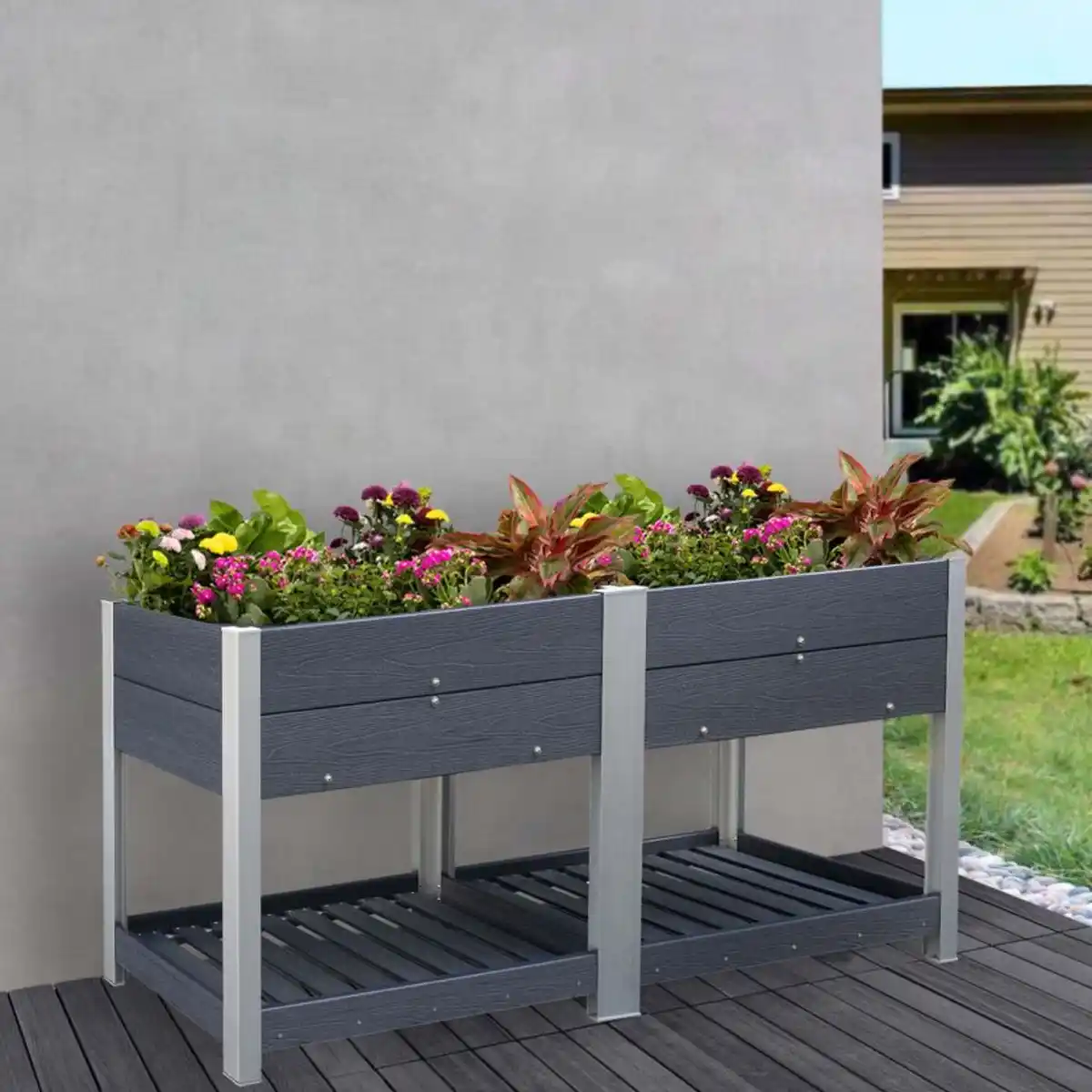 Bild 1 von Balkon-Hochbeet 'Lara' anthrazit 185 x 80 x 50 cm