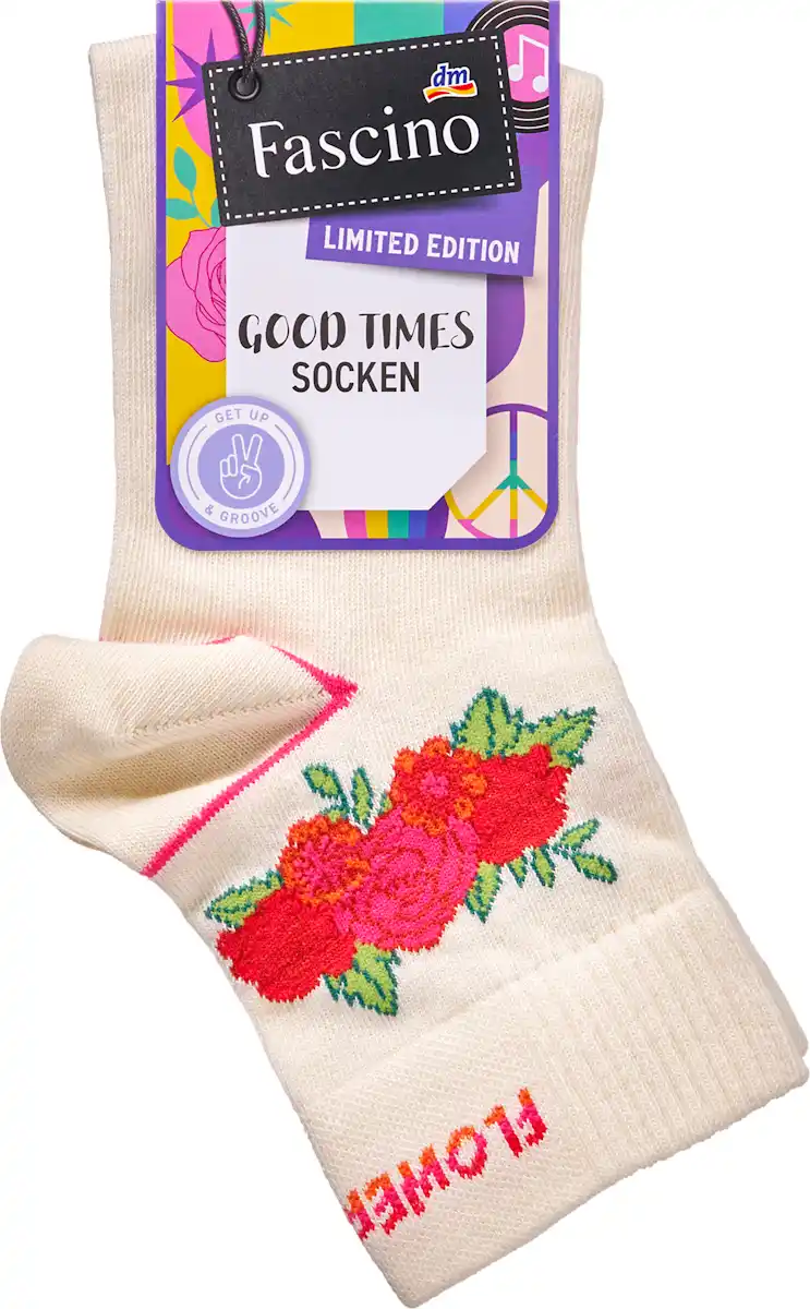 Bild 1 von Fascino Socken mit kurzem Schaft & Blumen-Motiv weiß Gr. 39-42, 1 St