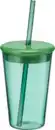 Bild 1 von dm home Trinkbecher mit Deckel und Strohhalm aus Glas, grün (400 ml), 1 St