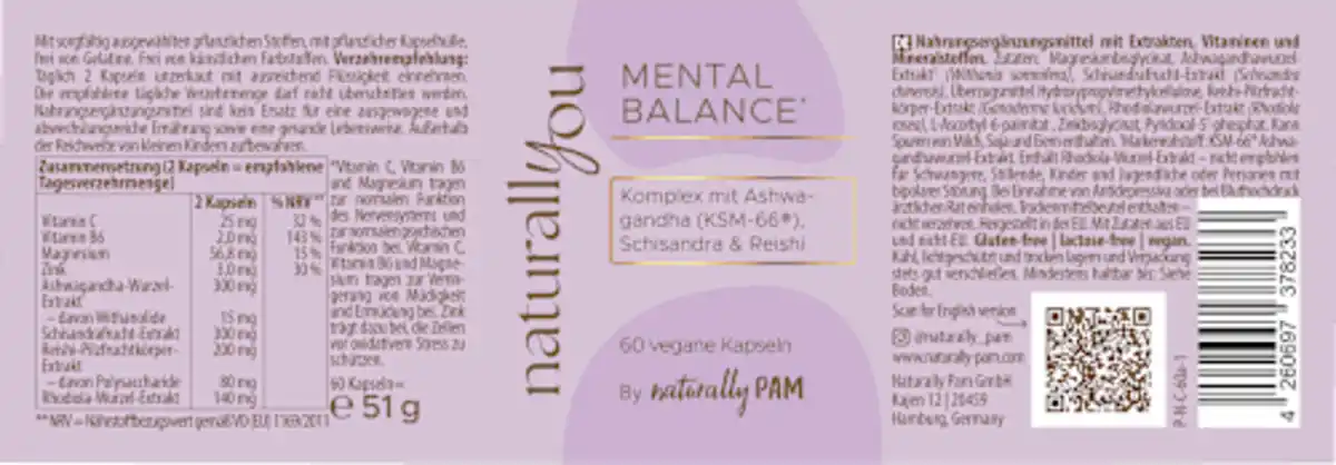 Bild 2 von naturallyou Mental Balance Kapseln 60 St, 51 g