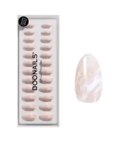 DOONAILS Soft Gel Press Ons Short Almond Nude Marble, 0 Nude