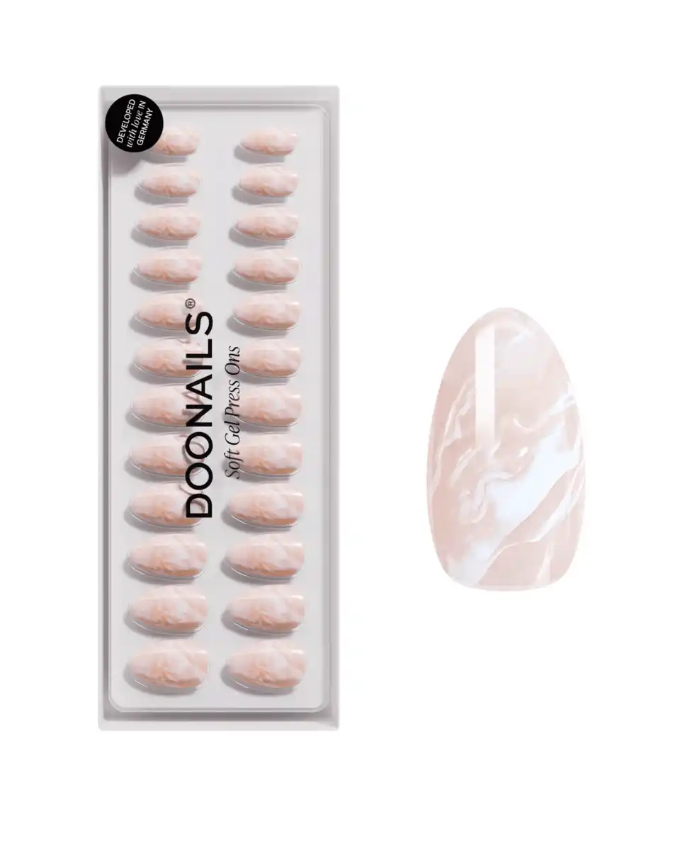 Bild 1 von DOONAILS Soft Gel Press Ons Short Almond Nude Marble, 0 Nude