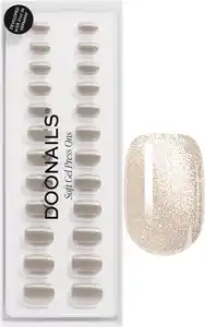 DOONAILS Soft Gel Press Ons Champagne Cateye Extra Short Square, 0 Champagne