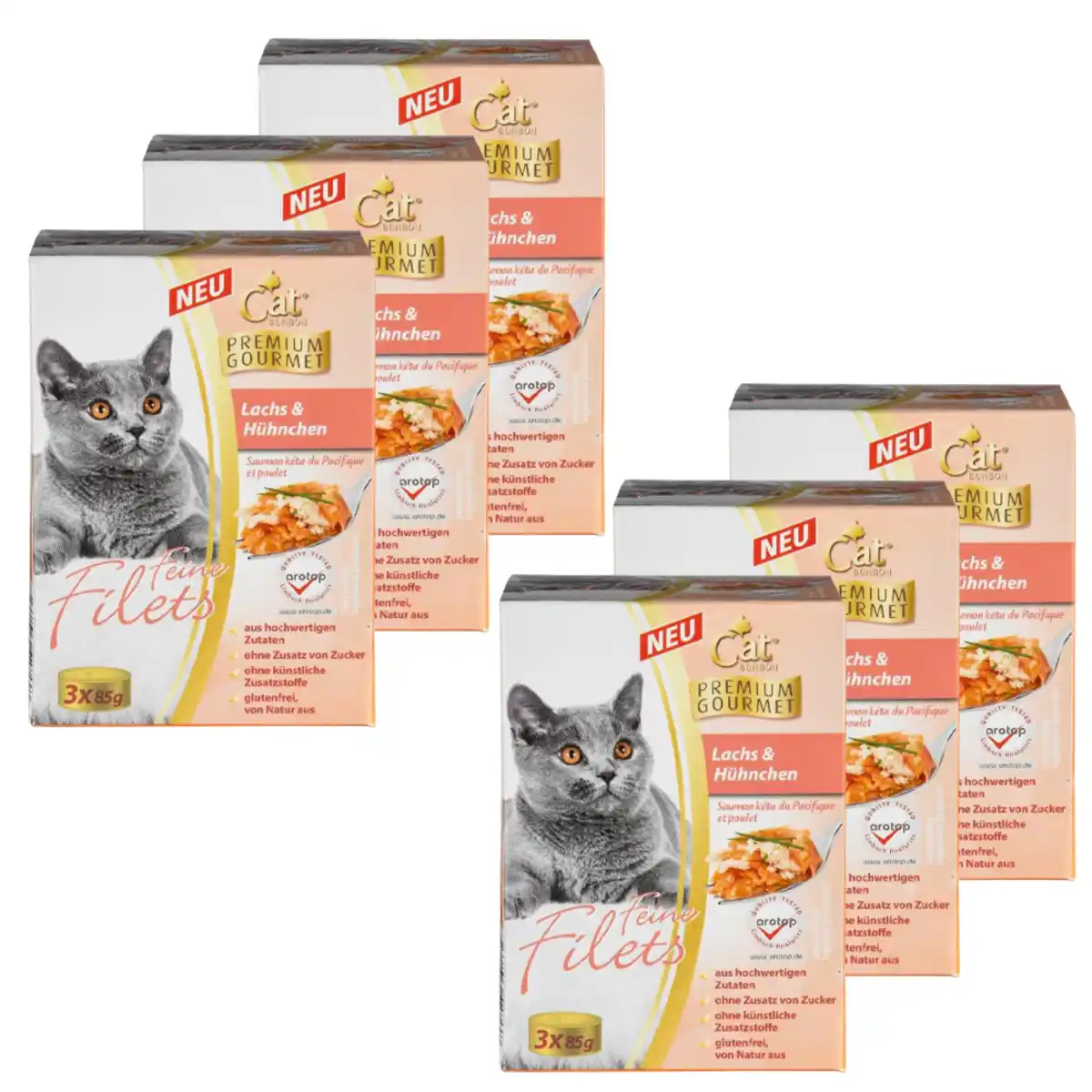 Bild 1 von CAT BONBON Feine Filets, Lachs & Hühnchen, 3 x 85 gr. - 6er Set