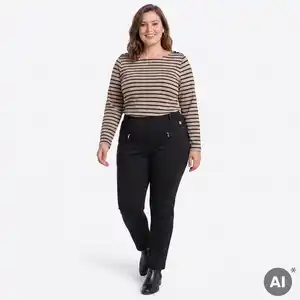 Damen-Stoffhose mit Reißverschlusstaschen, große Größen