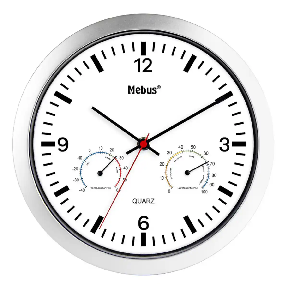 Bild 1 von Quarz-Wanduhr mit Klimastation Weiß