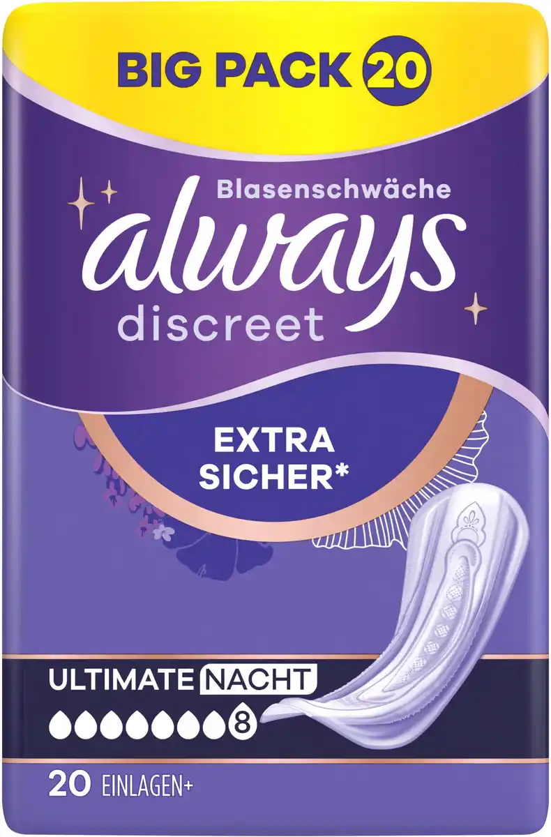 Bild 1 von Always Discreet Inkontinenz Ultimate Nacht Big Pack, 20 Stk
