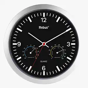 Quarz-Wanduhr mit Klimastation Schwarz