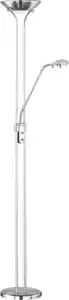 LED Stehlampe mit Leselampe Spock nickelfarbig 180cm 50cm Metall verstellbar getrennt schaltbar