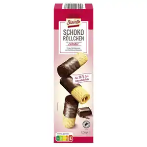 BISCOTTO Schoko Waffelröllchen 125 g, Zartbitter