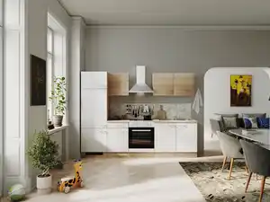 Küchenblock Samoa Weiß/Sonoma Eiche NB 270x60cm